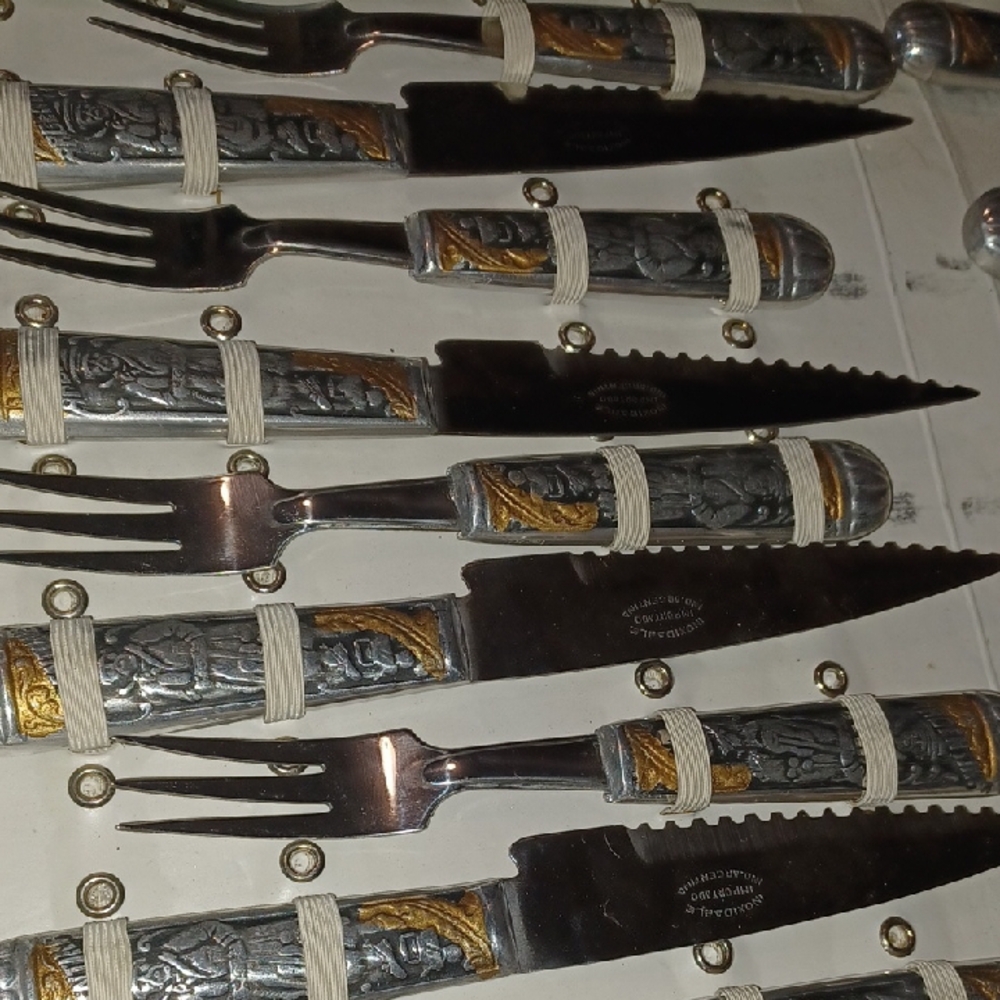 Vintage Silver and Gold Utensil Set